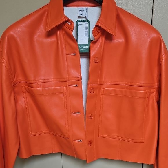 Twik Bold Orange Leather Jacket - Picture 8 of 9